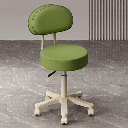 Ergonomischer Hocker Büro mit Rollen Höhenverstellbarer 43-52cm, Hocker mit Lehne für Schminktisch Kosmetikhocker, Erhältlich(Green)