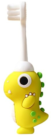 Cepillo de dientes de dinosaurio para niños, cerdas suaves, cepillo de dientes de entrenamiento para niños, cabeza de cepillo de dientes de dinosaurio, lindo cepillo de dientes para niños y niñas