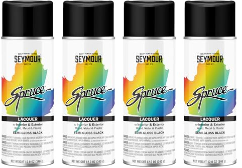 98-38 Seymour Spruce Lacquer Spray Paint, Semi-Gloss Black net 12 oz. (Pack of 4)