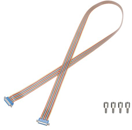 sourcing map IDC Serial Cable Rainbow Wire Flat Ribbon Cable DB25 Female to DB25 Female 59 Inch Length 2.54mm Pitch Breadboard Jumper Wires for Electronic Projects