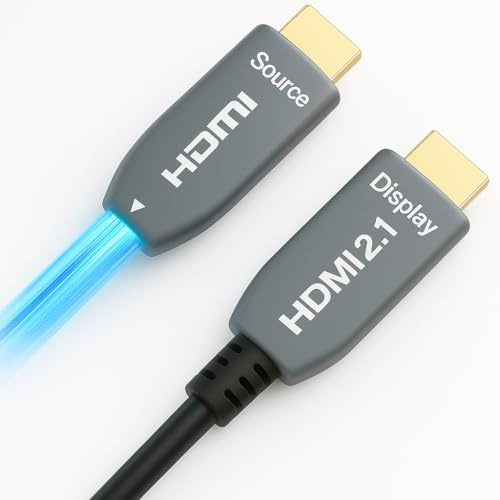Elfcam -8K fiberoptisk HDMI-kabel - 48 Gbit/s eARC VRR - ultrahög upplösning för bio och gaming - tyskt silan + laser V26-chip, vikbar fiber - kompatibel med PS5, Xbox, PC och TV 8K (120M)