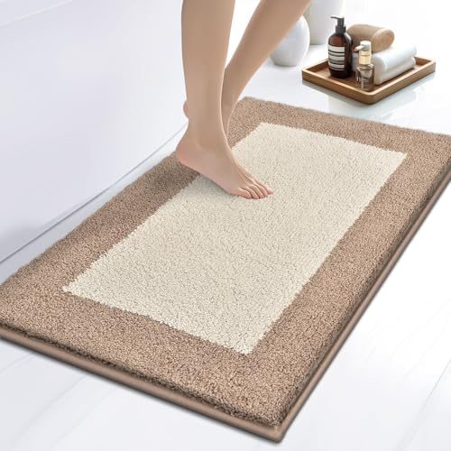 DOMUSTEX Badezimmerteppich 50 X 76 cm, Badematte rutschfest, Badteppich Waschbar, Badvorleger für Dusche, Badewanne und Fußboden