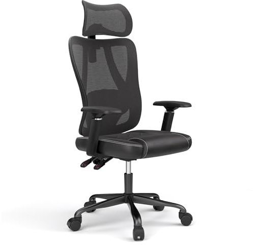ACGAM Ergonomischer Bürostuhl, Bürostuhl Ergonomisch Testsieger mit Lordosenstütze, Verstellbaren Armlehnen und Atmungsaktiver Netzrückenlehne, Bequemer Gaming Stuhl für Erwachsene im Büro zu Hause