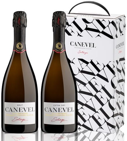CANEVEL |Confezione esclusiva SETÀGE | BRUT & EXTRA DRY |Valdobbiadene Prosecco Superiore DOCG | 2 bottiglie