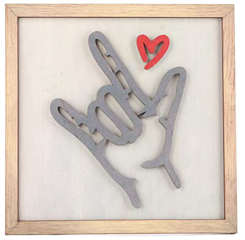 I Love You Sign Language Wall Art Home Wall Decoration Painting Wooden Photo Frame Hand Symbol for Love Sign Wall Hanging Crafts
