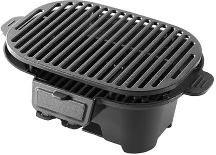 Barbecue a carbonella in ghisa, portatile, Hibachi, da tavolo, con porta a carbone per controllo dell'aria, piccolo barbecue all'aperto per campeggio, picnic e feste