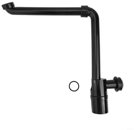 Yuanpgky Abflussrohr für Waschbecken, verstellbar, 3,8 cm (1 1/4 Zoll), mit Haarfilter, 360 Grad drehbar, Sanitär-Waschbecken-Siphon (schwarz)