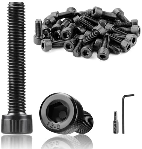 TXXATX 60 Piezas M5x30 mm Tornillos Alen Cilíndrico Negros Tornillos Cabeza Hexagonal DIN 912 Tornillo de Cabeza Allen Rosca Completa Carbono para Reparación de Muebles