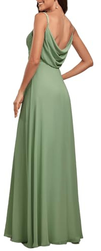 Ever-Pretty Women's Spaghetti Straps Evening Gown V-Neck A-Line Sleeveless Chiffon Backless Maxi Bridesmaid Dresses ES80026