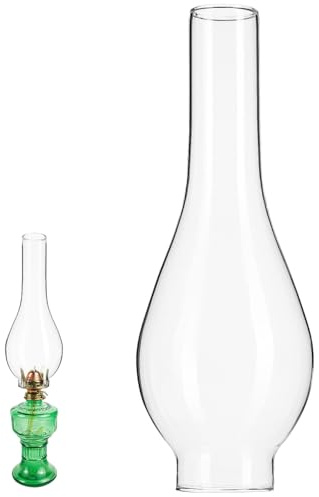 Healifty Glass Oil Lamp Chimney Replacement for Kerosene Lamps High Temp Processed Shade with Long Design Easy Installation for Indoor and Outdoor Use