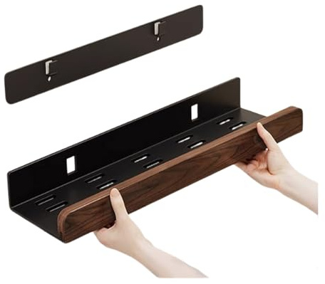 Estante Flotante de Madera de Nogal para Pared, Organizador Colgante con Borde, para Sala de Estar, Baño y Cocina(60x13cm/24x5in)