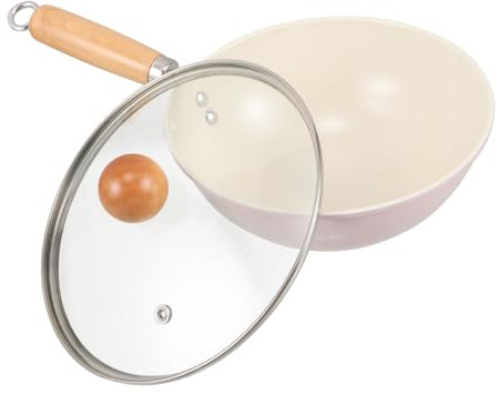 Cabilock Sartén Antiadherente con Tapa de Vidrio Transparente Sartén Profunda de Hierro Wok Pequeño para Uso Casa Estufas de Inducción o Gas