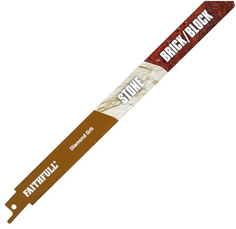 Faithfull Lame de scie sabre à grain diamant – Lame de coupe droite, compatible avec les scies sabres courantes à tige en S pour fonte, pierre naturelle, carrelage et brique – 228 mm