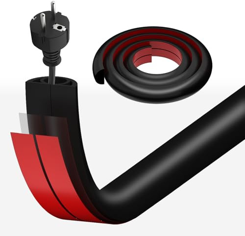 ANKUOFUA Goulotte Cable TV Mural Noir, 20mm x 1m PVC Goulotte Passe Cable | Goulotte de Sol Extérieur Flexible en PVC Souple Ronde pour Câbles TV Muraux,Petit Canal de Câble pour la Maison et Le Bureau