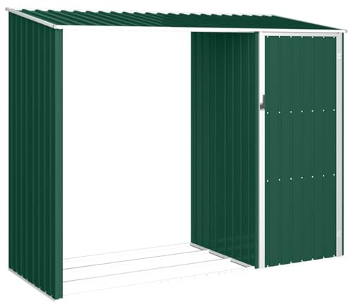 Gerätehäuser Garagenzelt, Garten Brennholzlager Grün 245x98x159 cm Verzinkter Stahl für Gartengeräte Werkzeuge