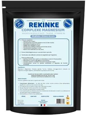 REKINKE - Magnésium bysglicinate complexe avec B6 et Taurine 60 gélules
