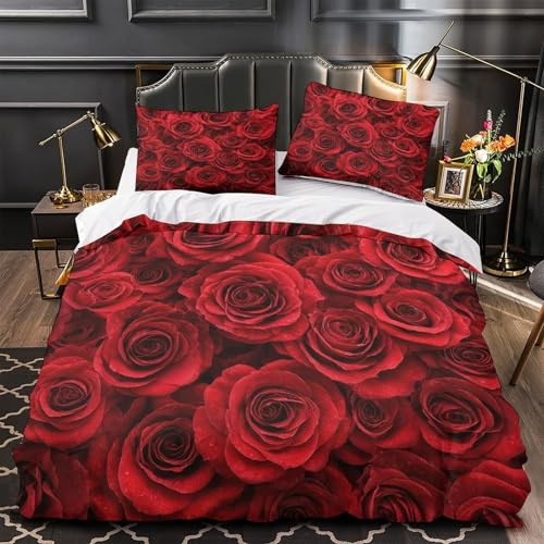MMDASBVPE Panda rosso nella foresta Set Di Copripiumino Set di biancheria da letto 3 Pezzi stampa di 3D cerniera nascosta con federa copripiumino for coppie e adulti Double（200x200cm）