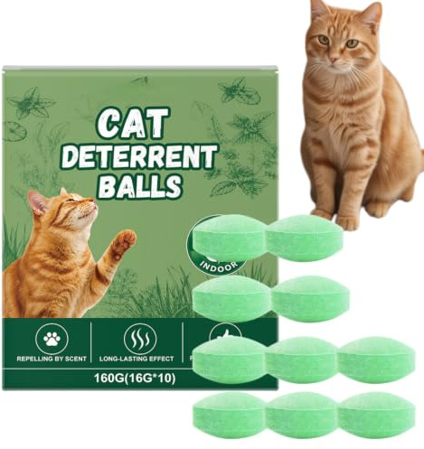 10pcs Natural Cat Repellent for Gardens,Extra Strong Cat Deterrent Balls | That Actually Work,Safe&Non-Irritating,Long-Lasting Cat Deterrent for Lawns,Artificial Grass&Furniture,Includes 3*Mesh Bag