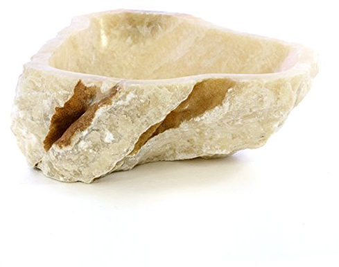 Divero Handwaschbecken Aufsatzwaschbecken Naturstein Waschbecken Waschschale Creme weiß Onyx Findling Unikat