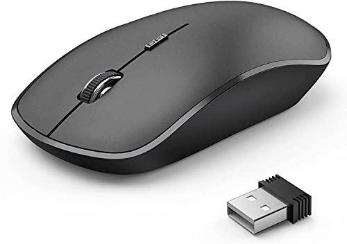 JOYACCESS Mouse wireless per laptop, mouse ottico senza fili silenzioso Streamline con ricevitore USB Nano e alta precisione 2400 DPI-nero