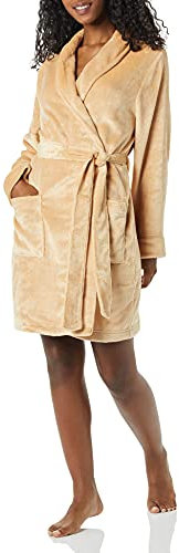 Amazon Essentials Peignoir en Peluche Mi-Long (Grandes Tailles Disponibles) Femme, Havane, XS