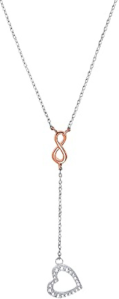 s.Oliver Y-Collier 925 Sterling Silber Damen Halsschmuck, mit Zirkonia synth., 40+5 cm, Bicolor, Infinity, Kommt in Schmuck Geschenk Box, 2032563