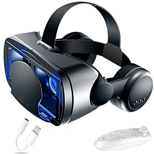 JYMYGS Gafas de Realidad Virtual, 3D VR Gafas con Controlador Bluetooth para Juegos Visión Panorámico VR Glasses para iPhone 13 Pro Max/13 Pro/13/12/11, para Samsung Galaxy S21, Huawei, Xiaomi