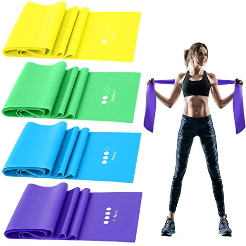 GIEMIT Resistance Bands Set,TPE Elastic Bands with 4 Resistance Levels (Light to X-Heavy)，Exercise Bands for Recovery, Physical Therapy,Fitness,Yoga,Pilates,Rehab,Strength Training