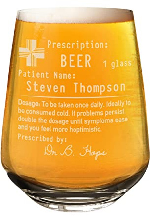 Personalised Craft Prescription Beer Glass Tumbler 2/3 Pint 470ml Name Custom