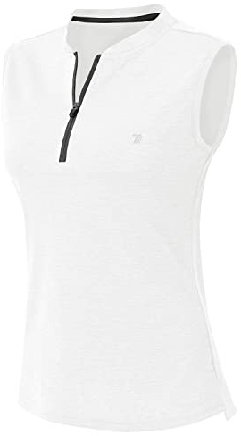 YSENTO Damen Golf Poloshirt Ärmelloses Tennis Shirts Atmungsaktiv Sport Tank Tops mit 1/4 Reißverschluss