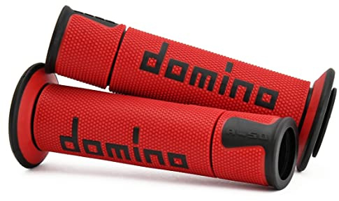 Domino A450 Road Race Performance Motorcycle Handlebar Grips - Medium/Soft (Red/Black)