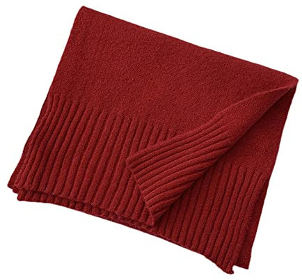HGJH Strickschal Damen,Winterschals Stricken Burgunder Weicher Warmer Schal Dicke Decke Einfarbiger Modeschal Langer Großer Winterschal Trendige Stola-Schals Für Frauen Mädchen