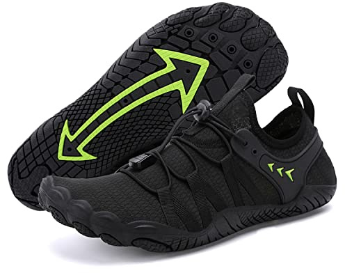 FELOVE Badskor, vattenskor, strandskor, surfskor, barfotaskor, ventilerande simskor, tofflor, yogaskor för vattensport för kvinnor och män, W31 svart, 39 EU