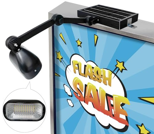 Commercial Solar Sign Lights,Solar Sign Light 5.5V 5.2W Solar Panel & Metal Aluminum Lamp Heads, Solar Billboard Light 3.7 Volts 5200 mAh (Single-Head floodlighting)