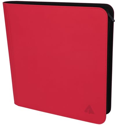 Rieton Kartenbinder mit 12 Taschen, 800+ Taschen, große ringlose Seitentaschen, Sammelkartenalbum, Ordner für TCG, Rot