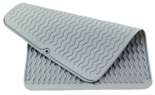 MIKOMO Silikon Küchenmatte - Abtropfmatte Geschirr, Silikon Abtropfmatte Spüle, Topfuntersetzer, Hitzebeständig, Rutschfest, Spühlmaschinengeeignet - Multifunktionale Küchen Gadgets, 40cmx30cm