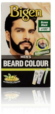 Bigen Men's Beard Colour | No Ammonia Formula with Aloe Extract & Olive Oil (Pack of 3, Beard 102 - Brown Black)