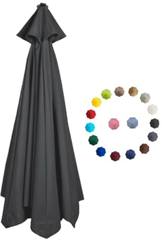 BEEGMA Replacement Parasol Canopy 2.0/2.3/2.7/3.0m Patio Umbrella Replacement Canopy 6 Arms/8 Arms Canopy Replacement Cover for Garden Market Beach Umbrella (Color : Gray, Size : 3.0m/10FT-6Ribs)