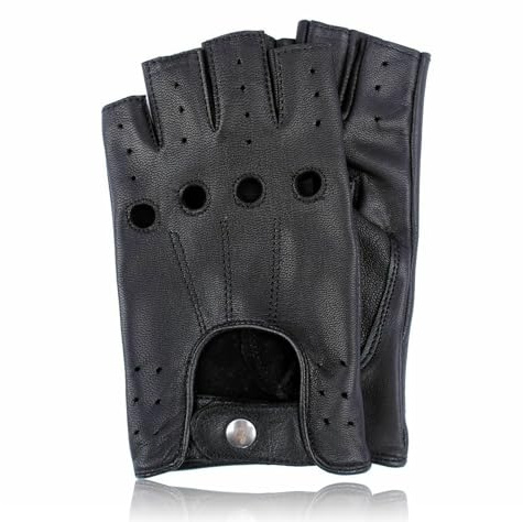 COLOURLINX Fingerlose Handschuhe für Herren und Damen, echtes Leder, zum Fahren, Radfahren, Fitnessstudio, Motorrad, Rollstuhl, Halbfinger, Outdoor-Sport, Biker-Handschuhe (Schwarz, M)
