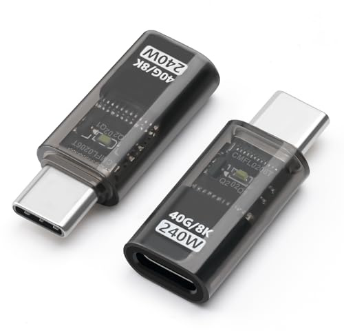 Seminer Adaptador USB C 40Gbps (2 Pack), USB 4.0 Tipo C Macho a Hembra Conector de Transferencia de Datos Compatible Con iPhone 15 Pro Series, iPad Pro, Macbook, Galaxy Note S9