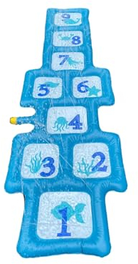 HC Garten & Freizeit Wasserspielzeug Hüpfmatte mit Zahlenfeldern blau 170x51 cm