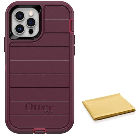 OtterBox Defender Series Case for iPhone 12 & iPhone 12 Pro with Cleaning Cloth - Case Only - Non-Retail Packaging - Berry Potion