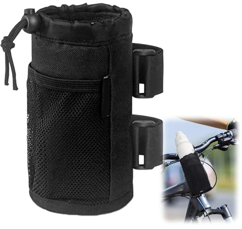Soporte para Botellas Bebidas Universal,Porta bidones de Agua para Bicicletas, Portabebidas para Manillar de Bicicleta con Bolsillos de Malla para Bicicletas de Paseo, de montaña y de Carretera