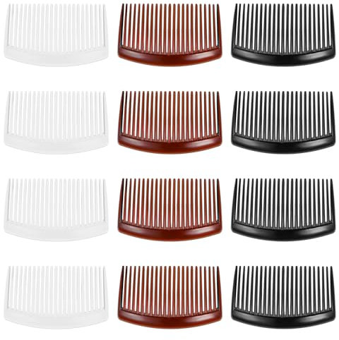 Qianyu 12 Stück Französische Seitenkämme Kunststoff Haarkamm French Kamm mit Zähnen Seitenkamm haarkämme zum stecken Retro Twist Kamm Haarspangen für Damen Mädchen Hochzeit Schleier
