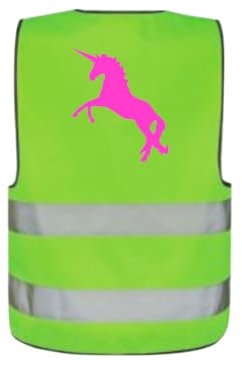 Sicherheitsweste Warnweste Leuchtweste für Kinder, Erwachsene, Reiter und Hundebesitzer Pferd Einhorn Unicorn