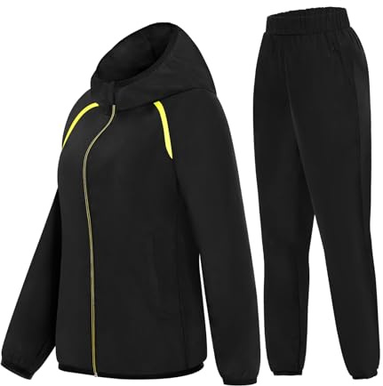 NINGMI Women’s Rain Suit Waterproof Hiking Pants Windproof Rain Jacket Raincoat with Hook Pocket