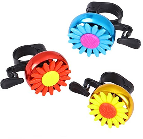 UKCOCO Campanello per Bicicletta a Forma di Fiore e Fiore in Lega di Alluminio, Set da 3 Pezzi Rosso Blu Oro, Suono Forte Allarme per Bici, Adatto Manubrio Bici, Scooter, Mountain Bike