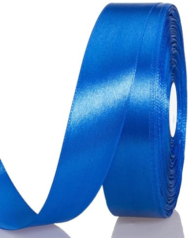 Satinband Blau 20 mm Breit Schleifenband, 91 Meters Geschenkband Stoffband Satin Dekoband Seidenband zum Basteln, Geschenkverpackung, Kunsthandwerk, Geburtstag Hochzeit Taufe Weihnachten Dekoration