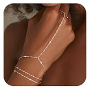 CHESKY Hand Chain Bracelets for Women Set - Dainty Silver Plated Finger Ring Bracelet Stack Adjustable Hand Chains Durable Beaded Bracelets Trendy Simple Body Jewelry