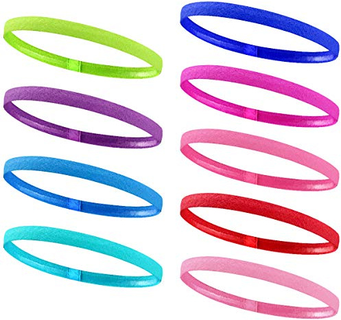 Sporthårband, sport pannband tunt, 9 stycken halkskydd elastiska pannband, pannsvettband hårband, sport tunna pannband för män kvinnor barn